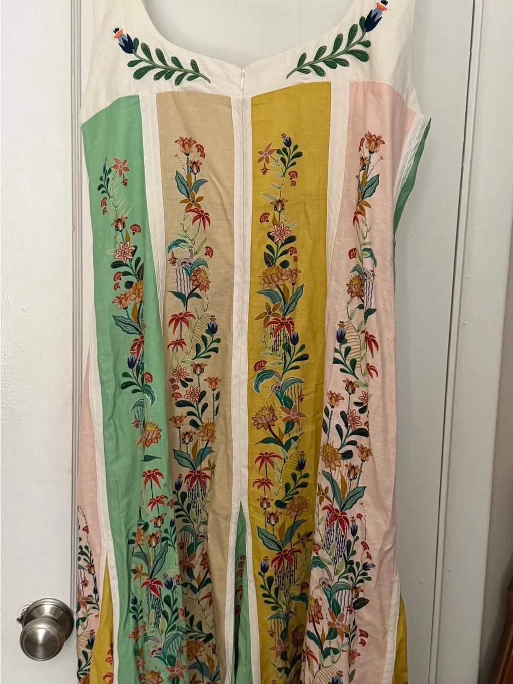 FARM RIO Floral Striped Midi Dress in Yellow and Cream - Picture 7 of 7